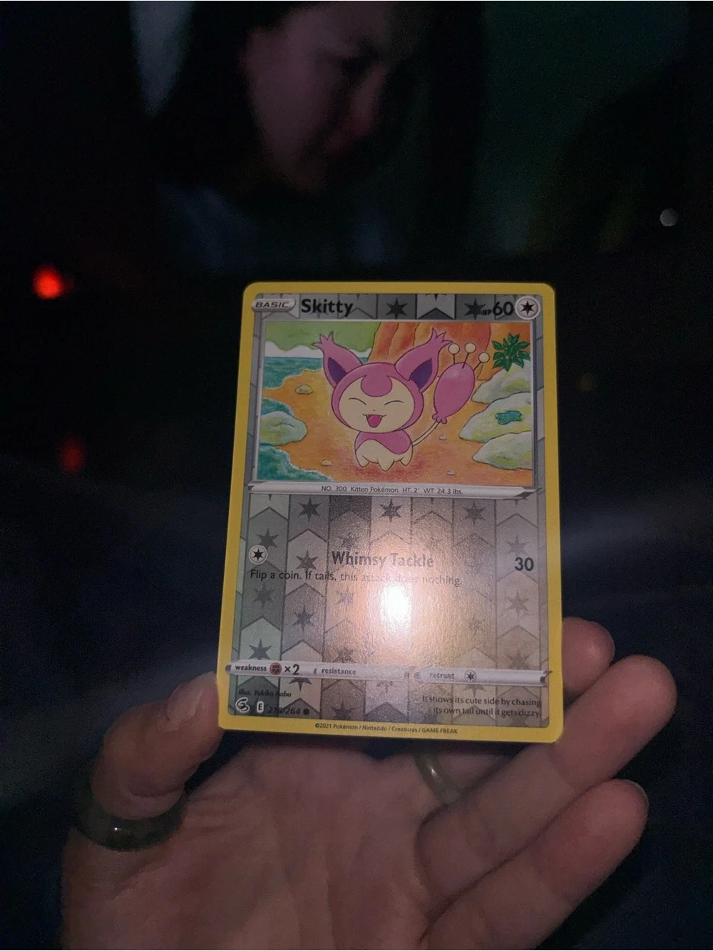 Pokemon Skitty Card - Yellow Border with Pink Artwork